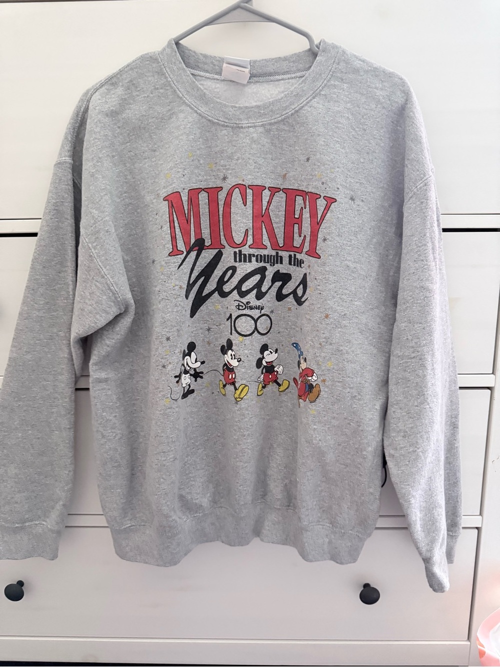 Junk Food Clothing Mickey Through the Years Gray Crewneck Sweatshirt